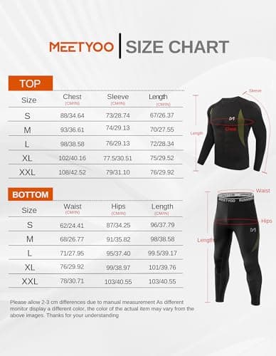 MEETYOO Men's Thermal Underwear Set, Wicking Long Johns Quick Dry Base Layer Sport Compression Suit for Workout Skiing Running Hiking — view 6