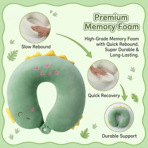 KYEDGC 1Pcs Travel Pillow, Dinosaur Cartoon Neck Support for Travel and Office Use, U-Shape Design for Airplane and Car Journeys, Measuring 30x28 cm for Comfortable Neck Support During Long Trips — view 4