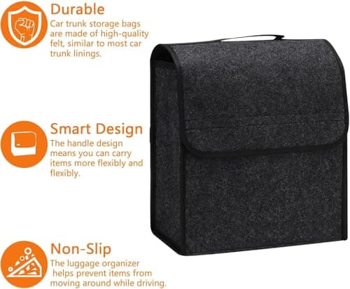 M.J COMFY-LIFE Car Boot Organizer, 30 x 29 x 16cm Anti-Slip Storage Bag with Fastening Flip Cover, Foldable Trunk Tidy Organizer for Tools, Toys, and Travel Essentials — view 5