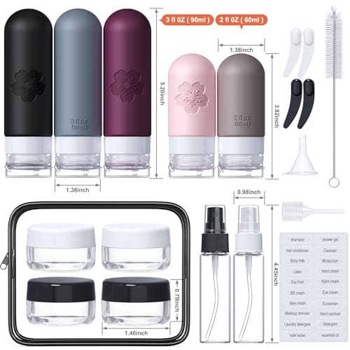 20 Pack Travel Bottles for Toiletries, CAA Approved Silicone Travel Size Toiletries, Travel Essentials Leak Proof Refillable Travel Containers — view 2