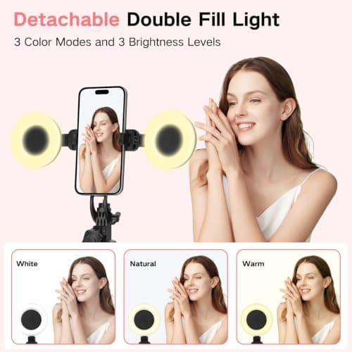 180cm Vlogging Kit for iPhone,Selfie Stick with Light and Microphone — view 2