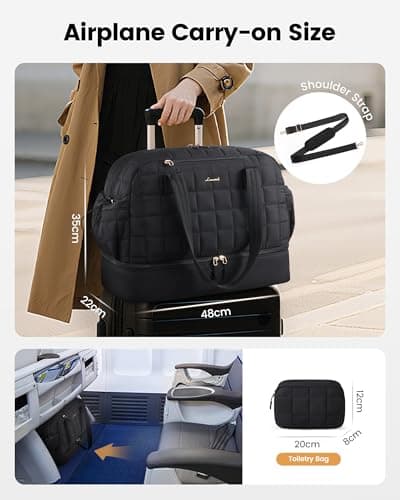 LOVEVOOK Travel Bags for Women, Lightweight Puffer Weekend Hospital Maternity Overnight Holdall Duffle Bag, Gym Bag with Shoe Compartment & Wet Pocket, Carry On Hand Luggage Ladies Flight Bags — view 4