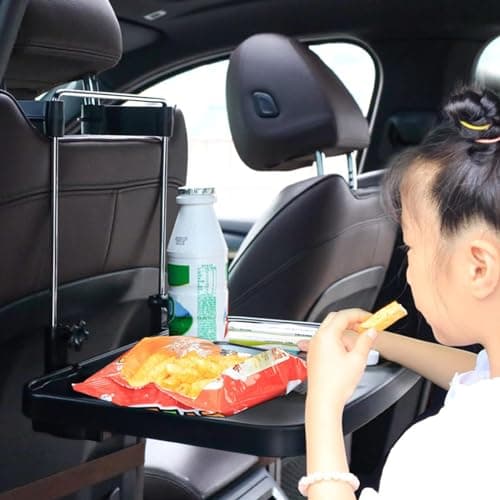 Car Seat Organiser Car Table, Foldable Back Seat Headrest Tray With Hook — view 4