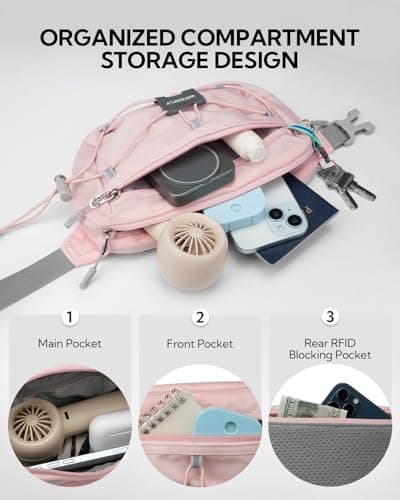 Waterfly Bum Bag Fanny Pack Waist Packs with RFID Blocking Pink — view 5