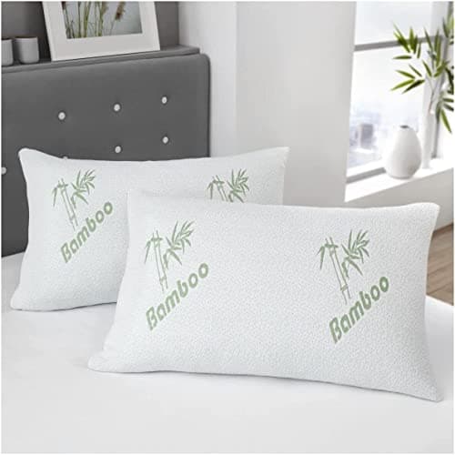 Best Linen Bamboo Memory Foam Pillow Neck & Shoulder Support Sleeping Comfortable Bed Pillows Hypoallergenic & Antibacterial Vacuum Packed (Pack Of 4, White) — view 2