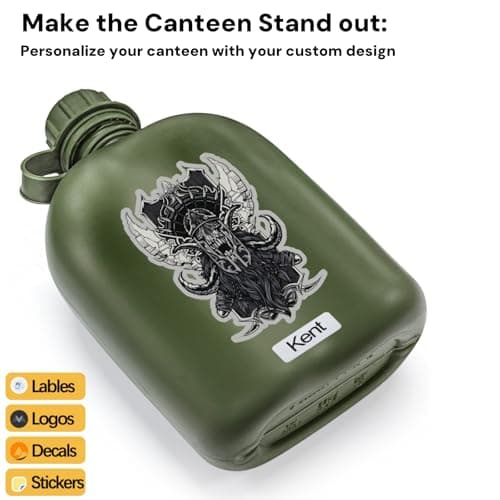 ZOOFOX Military Canteen, 1 Quart Portable Army Water Bottle with Aluminum Cup, Stainless Steel Spoon, Fork and Knife, Plastic Tactical Water Bottle for Military Hiking Camping Survival — view 5