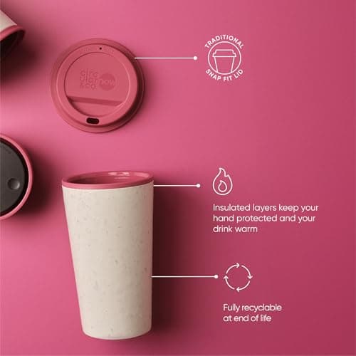 Circular & Co Reusable Now Coffee Cup - 12oz/340ml - Insulated, Sustainable & Recyclable - Coffee Travel Mug - Snap Fit Lid - Medium Drink - BPA Free - Dishwasher Safe — view 3
