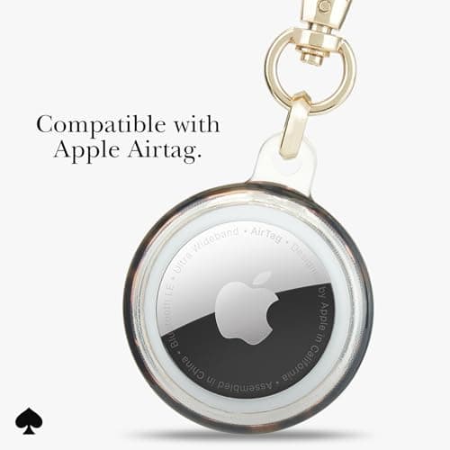 kate spade new york AirTag Holder with Gold Ring Clip - Protective Case for Apple AirTag - Tortoiseshell — view 6
