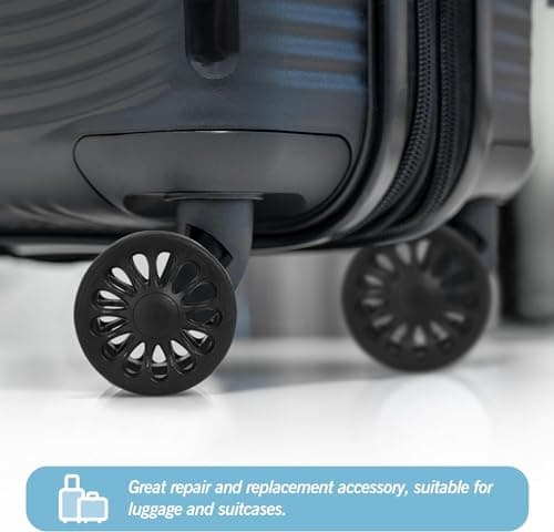 Volein 4 Pcs Suitcase Replacement Double Wheels, 50mm Wear Resistant Luggage Wheels Replacement with Bearings Spare Casters Kit for Worn Suitcase Tyres(Black-V6) — view 5