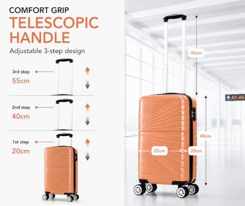 40x25x20cm Underseat Cabin Suitcase with Removable Wheels – Soft Shell Carry On Trolle Lightweight Spinner Luggage Underseat Cabin Trolley Detachable Wheels 1611 (Rose Gold) — view 2