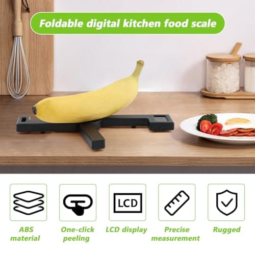 Folding Digital Kitchen Scale, Portable Food Travel Scale for Food, Highly Accurate Compact Food Scale with LCD Display, Multiple Units Supported, Convenient Storage — view 3
