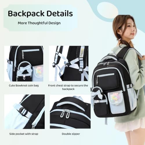 VIDOSCLA Princess Girls Backpack for School Kawaii Kids School Bag Bowknot Backpack for Girls — view 5