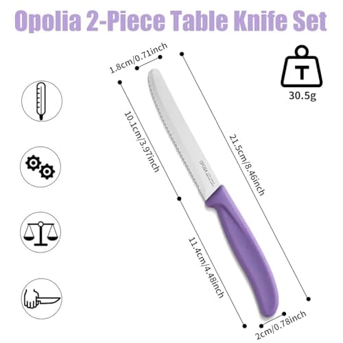 OPOLIA Tomato knife,2-Piece,Serrated,Stainless Steel,Dishwasher Safe,Purple — view 2