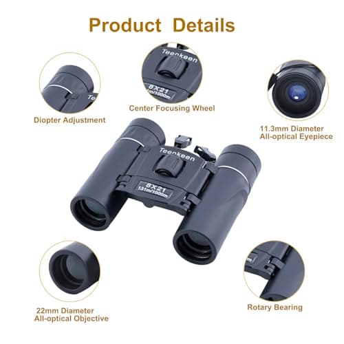 8x21 Compact Binoculars for Adults & Kids, Portable Foldable Telescope with BAK4 Prism & FMC Coating, Lightweight Pocket Binoculars for Bird Watching, Sports, Travel, Theatre, Gifts — view 3