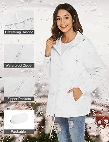 Rapbin Rain Coat for Women Lightweight Summer Rain Jacket Packable Raincoat — view 4