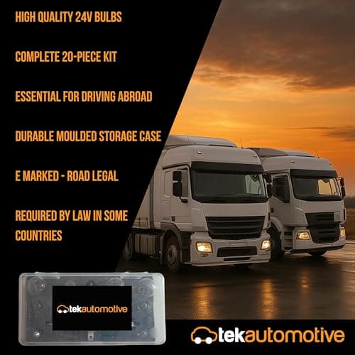 Tek Automotive 24V Emergency Spare Bulb & Fuse Kit – 20pc Travel Set with H1 H4 H7 Halogen Bulbs and Standard Blade Fuses in Storage Case for Truck Lorry HGV — view 3
