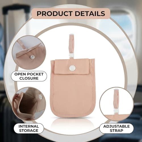 Lotsdonxia 2 Pcs Travel Bra Wallets, Hidden Stash Pockets with Adjustable Straps, Secret Money Pouches for Secure Card and Valuables Storage, Black and Pink Nylon Design — view 3