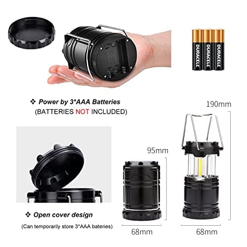 2 Pack Collapsible Outdoor LED Camping Lantern, Portable Battery Powered Light, New Upgrade Emergency Electric Lamp with Foldable Handle, Applicable to Hurricane, Emergency, Family, Shed — view 2