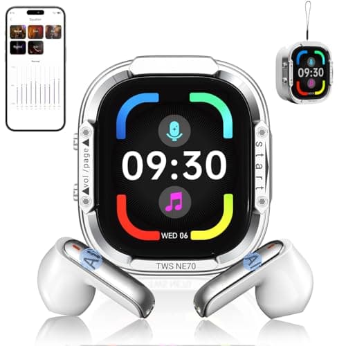 AI Translation Earbuds Real Time, 2026 New NE70 Language Translator Headphones with Touch Screen, Audifonos Traductores Inglés Español, Bluetooth Translating Device Support 164 Languages-White