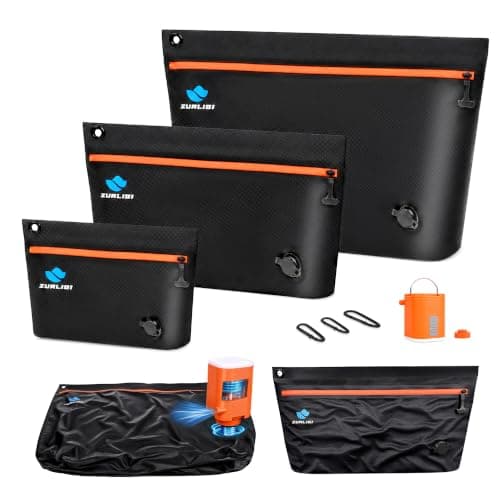 Zurligi Travel Vacuum Bags Kit with Pump, 3-Pack for Clothing & Underwear