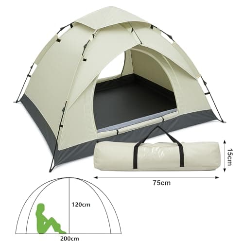 BREEZENEST 2-3 Person Instant Pop-Up Dome Tent – Waterproof & UV Protection Camping Tent for Hiking, Outdoor, Backpacking, Includes Carry Bag (White) — view 2