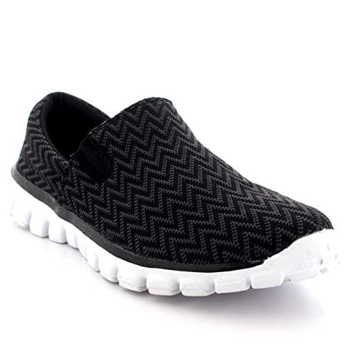 Get Fit Women’s Slip-On Walking Shoes - Lightweight Breathable Trainers with Memory Foam - Casual Work Sneakers - Comfortable Gym, Travel & Everyday Wear - Black/White - UK4/EU39