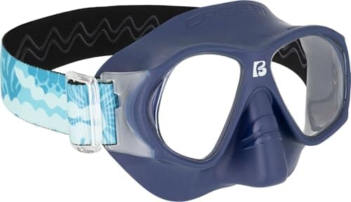 CRESSI since 1946 - Breezy Mask - Separate Polycarbonate Lenses and Soft TPR Face Mask Ideal Snorkelling Surface Swimming and Beach Holidays - Blue Navy Elastic Strap Coral Azure - One Size - Kid — view 2