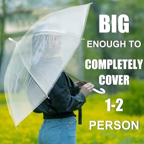 Hestya 8 Pack Clear Umbrellas for Wedding, 37.4 Inch, White — view 4