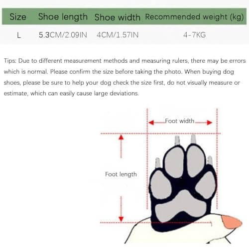 4 Packs Dog Boots Non-Slip Paw Protectors Reflective Waterproof Shoes for Outdoor Walking Indoor Hardfloors Anti-Slip Sole Booties Suitable for 4-7KG Puppy Weight (L/Black) — view 2