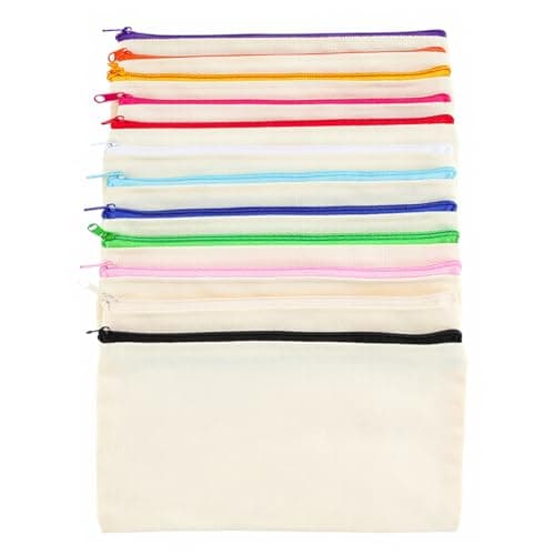 RJTCXJS 12 Pcs Blank Canvas Bags, Plain Tote Bags to Decorate