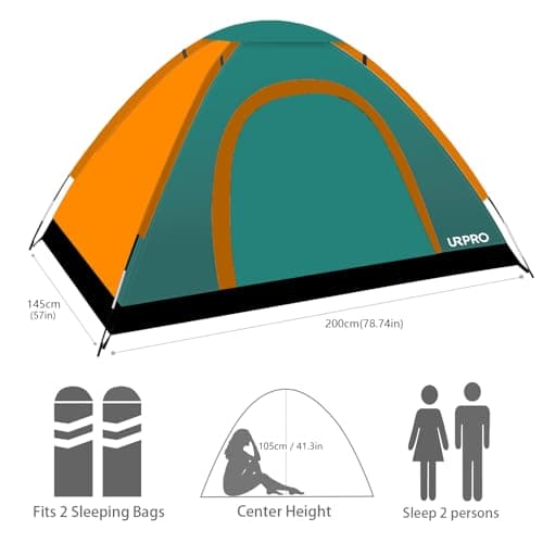 URPRO Portable Camping Tent, 2 Person Lightweight Tent, Waterproof Windproof, UV Protection, Perfect for Beach, Outdoor, traveling, hiking, camping, hunting, fishing — view 2