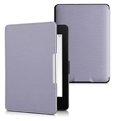 kwmobile Case Compatible with Amazon Kindle Paperwhite - Nylon Protective e-Reader Cover Folio Book Style Case - Lavender — view 5