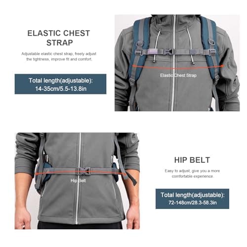 MOUNTAINTOP 40L Hiking Backpack Water Resistant Rucksack Unisex — view 3