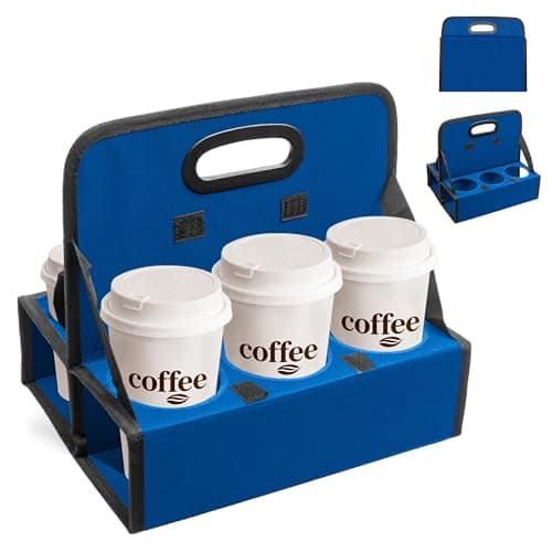 AKAYOK 6-Cup Reusable Foldable Drink Carrier with Handle –Spill-Proof Black Drink Caddy for Delivery, Office & Catering –Sturdy Beverage Organizer with Individual Compartments for Car, Travel & Events
