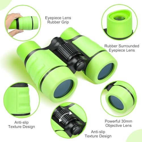 Toy Binoculars Green Kids Binoculars for 3-8 Year Old 4x30 High Resolution ChildrenBinoculars for Age 4 5 6 7 KidsBinocular Outdoor Toys for Boys Girls Birthday Present Gifts Age 3+ — view 2