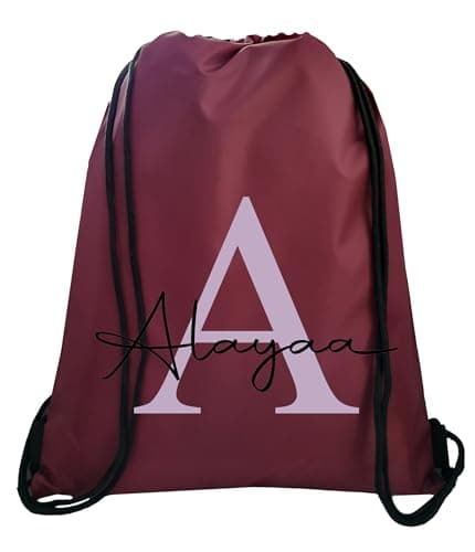 JJLC Personalised PE School Bag Drawstring Sports Bag Initial & Name (Maroon) — view 4