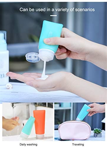 JasCherry 4 Pcs Mini Leakproof Silicone Travel Bottles Set - TSA Carry On Approved BPA Free - Squeezable Portable Storage Soft Reusable Bottle for Shampoo, Sunblock, Toiletries Etc (37ml) — view 3