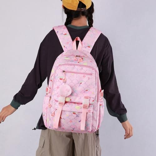Black Girls Plaid Preppy Backpack Aesthetic Y2k School Rucksack Large Capacity Lightweight Laptop Daypack Cute Travel Backpack with Zip Side Pocket for College Students Casual Anti-Theft Daypack Age15 — view 2