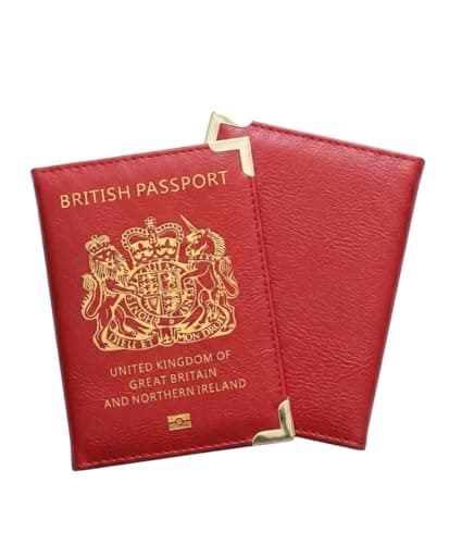ORCHIDS British Passport Wallet PU Leather Passport Holder Cover for Men and Women (RED)