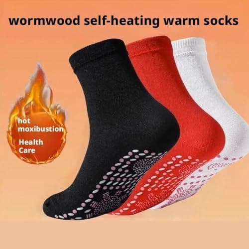Tourmaline Thermal Circulation Self-Heating Socks - 3 Pair Slimming Foot Massage Socks with Acupressure for Men & Women (Black3) — view 3