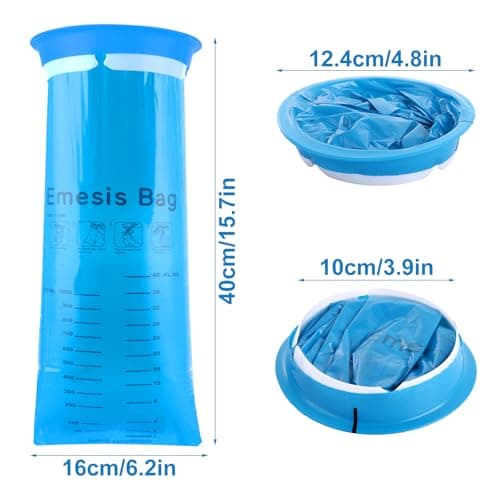 ASelected 25Pcs Sick Bags, 1000ml High Density Vomit Bags Disposable Barf Bags with Snap, Blue Emesis Bag for Car Travel Motion Sickness, Morning Sickness, Pregnant Woman — view 2