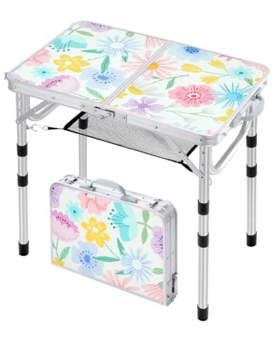 Sportneer Folding Camping Table 60cm L x 40cm W, 4 Height Adjustable Table