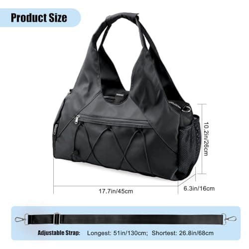 Gym Bag Women, Yoga Mat Bags, Sport Tote Handbag with Shoe Compartment and Adjustable Strap Leisure Weekender Bag Travel Bag for Fitness Pilates Dance Swimming Workout Daily Office Sauna Shopping — view 3