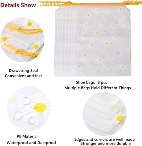 GAOHAN 12 Pcs Shoe Bags Daisy Print Travel Storage Bag Drawstring Shoe Bag — view 3
