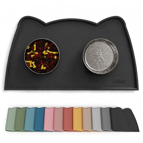 OHMO Silicone Cat Food Mat for Food&Water Bowls, 46x25cm, Black