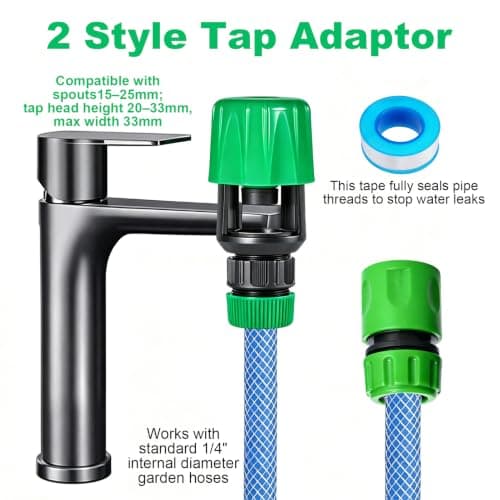 2 Pack Kitchen Tap Hose Connector Mixer Tap to Garden Hose Pipe Adapter — view 4