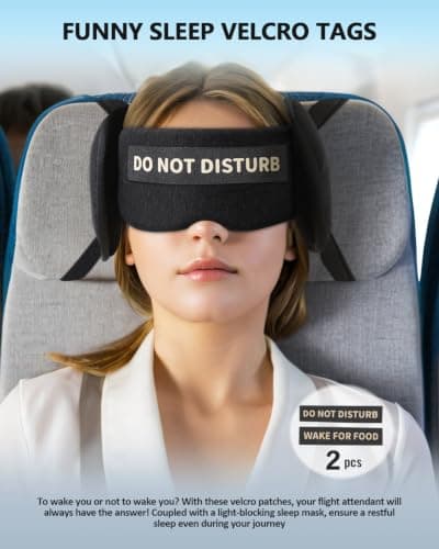VORINA Travel Pillows for Airplanes, Airplane Pillow for Long Flights Sleeping Travel, Airplane Head Strap with Eye Mask 360° Support Headrest for Plane Road Trip Sleep, Stop Head Bobbing（Black） — view 2