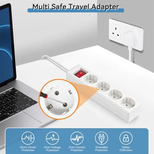 European to UK Plug Adapter,SHUOMAO 4 Way 2 Pin EU to 3 Pin UK Adapter — view 5