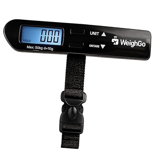 Digital Luggage Scale, Luggage Scales for Suitcases, Suitcase Scale with Backlit Display, Portable 50kg Travel Scale, Black