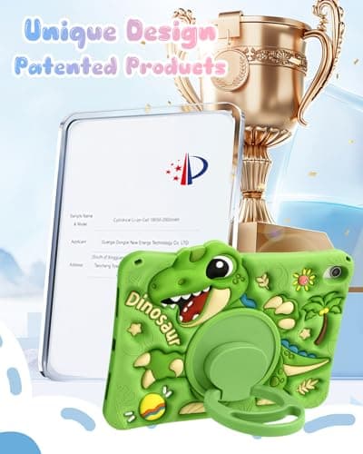 Kokaade for iPad 10th Generation/A16 Case - Soft Silicone with Shoulder Strap & Rotating Stand Cute Cartoon Dinosaur for Boys Girls Teens for iPad 11th Generation 11 Inch 2025 — view 4